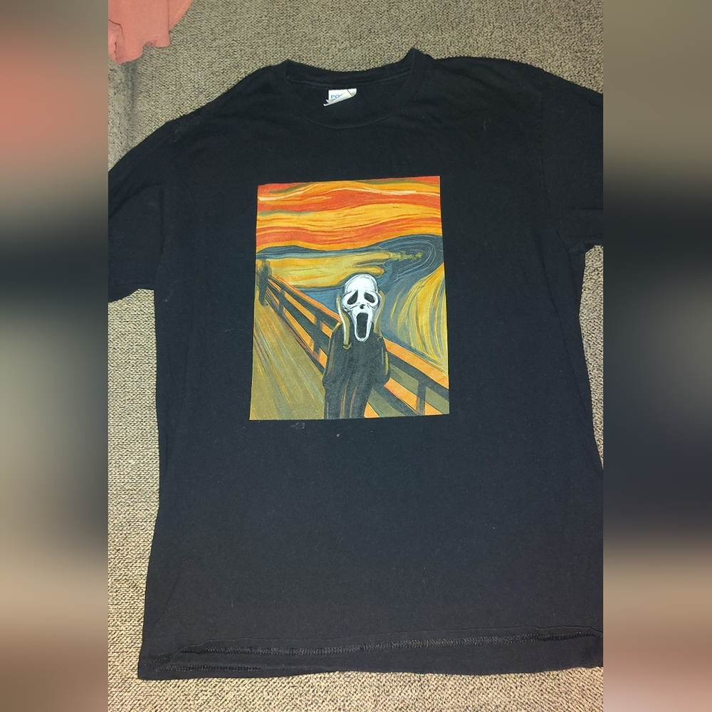 Black Graphic T-Shirt with Scream Print
